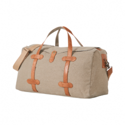 Brown 100% Cotton Canvas Duffel Gym Travel and Sports Bag with Outside Zippered Pocket and Stylish Design for Men and Women (CGP-3686)