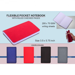 Flexible Pocket Notebook With Ruled Checked Pages - CGP-3562