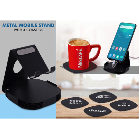 Metal Mobile Stand With 4 Coasters - CGP-3566
