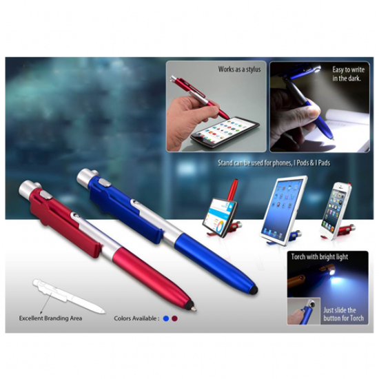 4 in 1 Folding Pen with Stylus Writing Lamp and Mobile Stand
