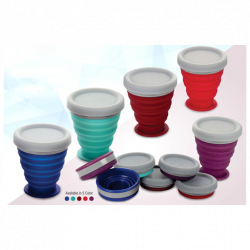 FOLDING SILICON CUP WITH CAP (COLLAPSIBLE)