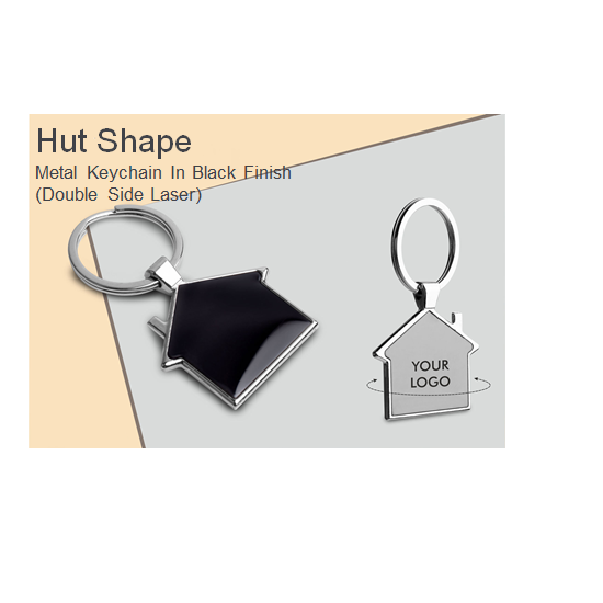 Hut Shape Metal Keychain In Black Finish - CGP-3437