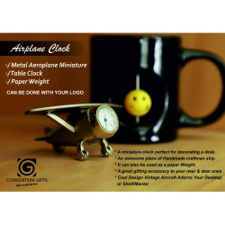Metal  miniature Airplane Clock for Desktop or Table