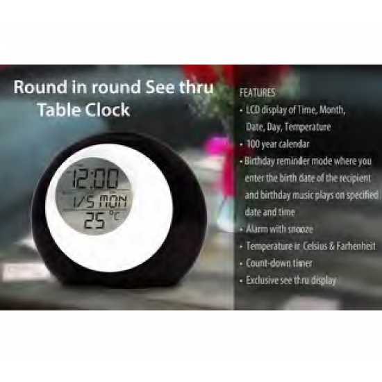 Round in round table clock