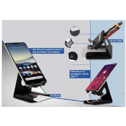 Metal Multi Mobile Stand With Visiting Card Holder And Double Pen Holder - CGP-3290