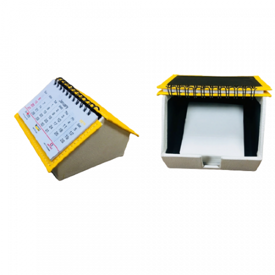 Yellow/pearl hut shape slip box with calendar