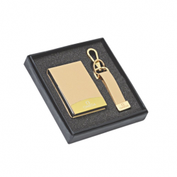 2 pcs Gift Set Stylish Golden coloured visiting card holder and key chain
