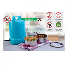3 Container Electric Steel Lunch Box With Auto Cut Function - CGP-3129