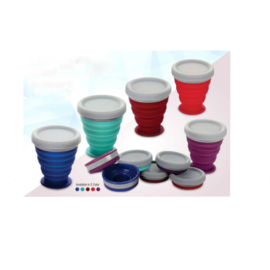 Folding Silicon Cup With Cap - CGP-3133
