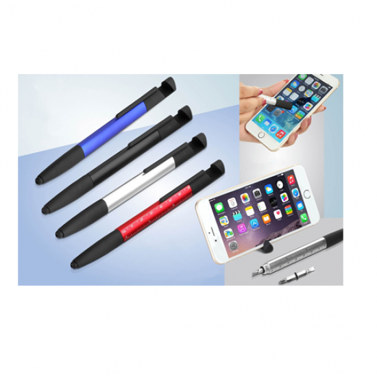 6 IN 1 PEN WITH PHONE STAND, CLEANER, RULER AND TOOLS AND STYLUS - CGP-2754