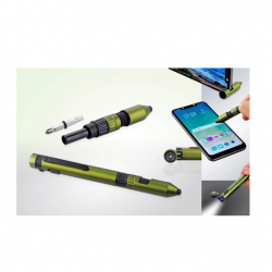 Metal 6 In 1 Military Pen with rugged looks(Compass, Torch, Tools, Phone Stand And Stylus)