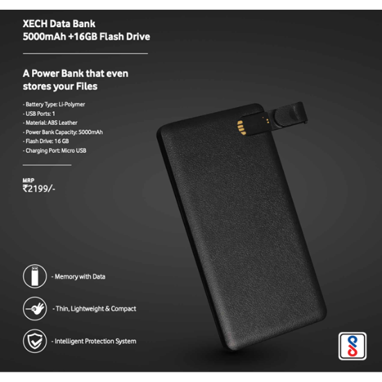 XECH Data Bank 5000mAh Power Bank +16GB Flash Drive - CGP-3157