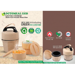 OCTOMEAL ECO: 3 PLASTIC CONTAINER LUNCH BOX WITH SPOON - CGP-3269
