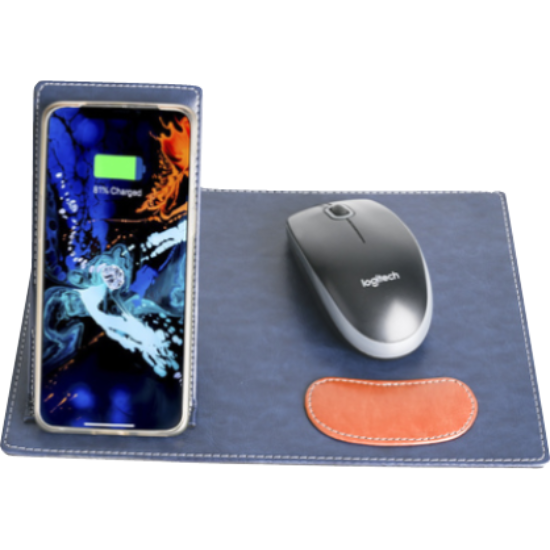 10W Navy Blue Wireless Charger Mousepad with Mobile Stand - CGP-3625