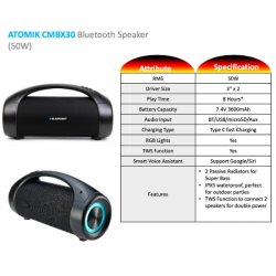 Atomik CMBX30 Blaupunkt Bluetooth Speakers 50w - CGP-3445