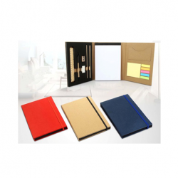 3 FOLD NOTEBOOK WITH WOODEN STATIONARY SET