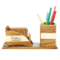 Wooden Desktop Set with coaster and pen Holder - CGP-2070